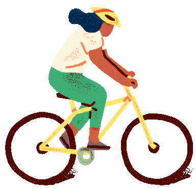 a person riding a bike with a helmet on.