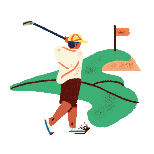 a man hitting a golf ball with a golf club.