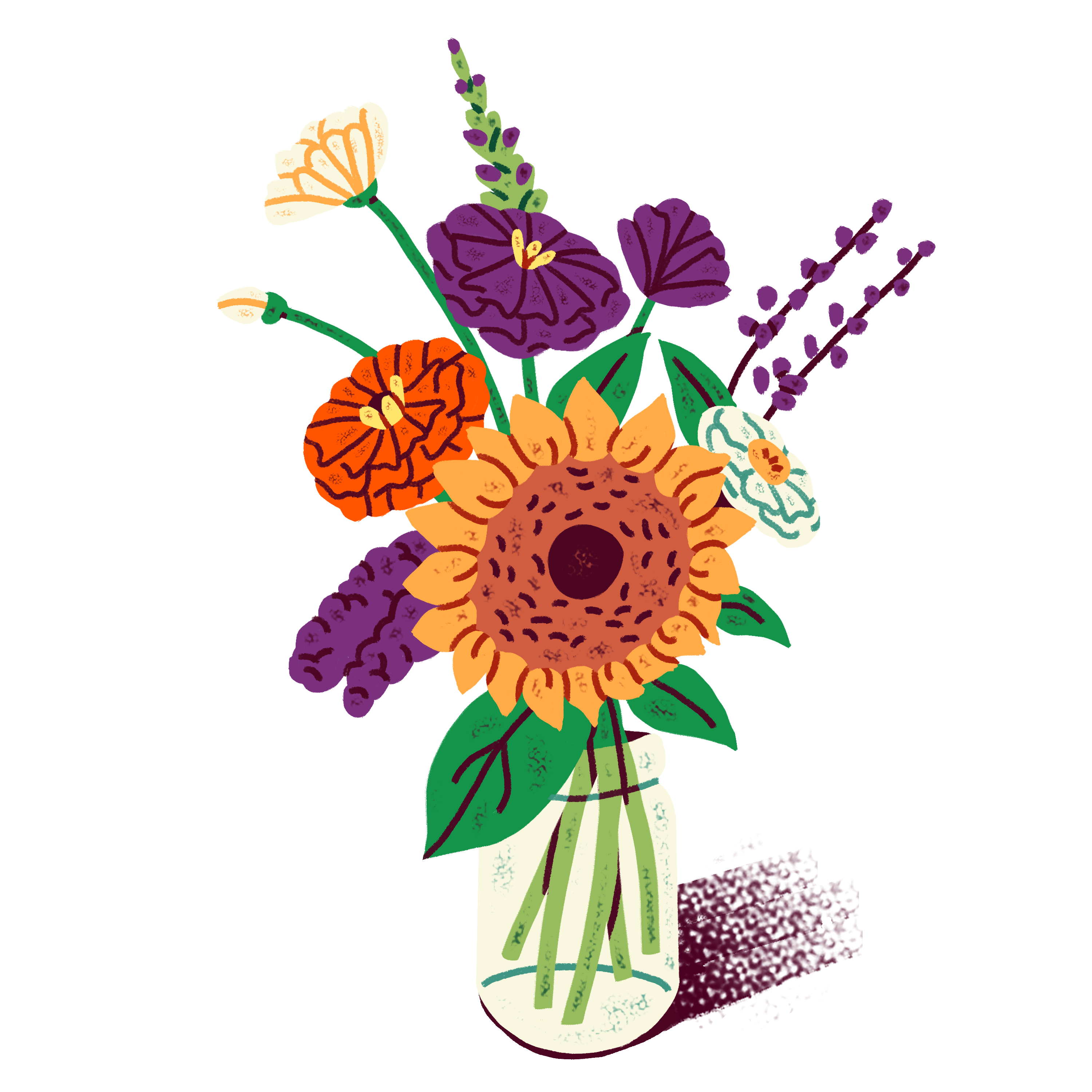 a vase filled with lots of colorful flowers.