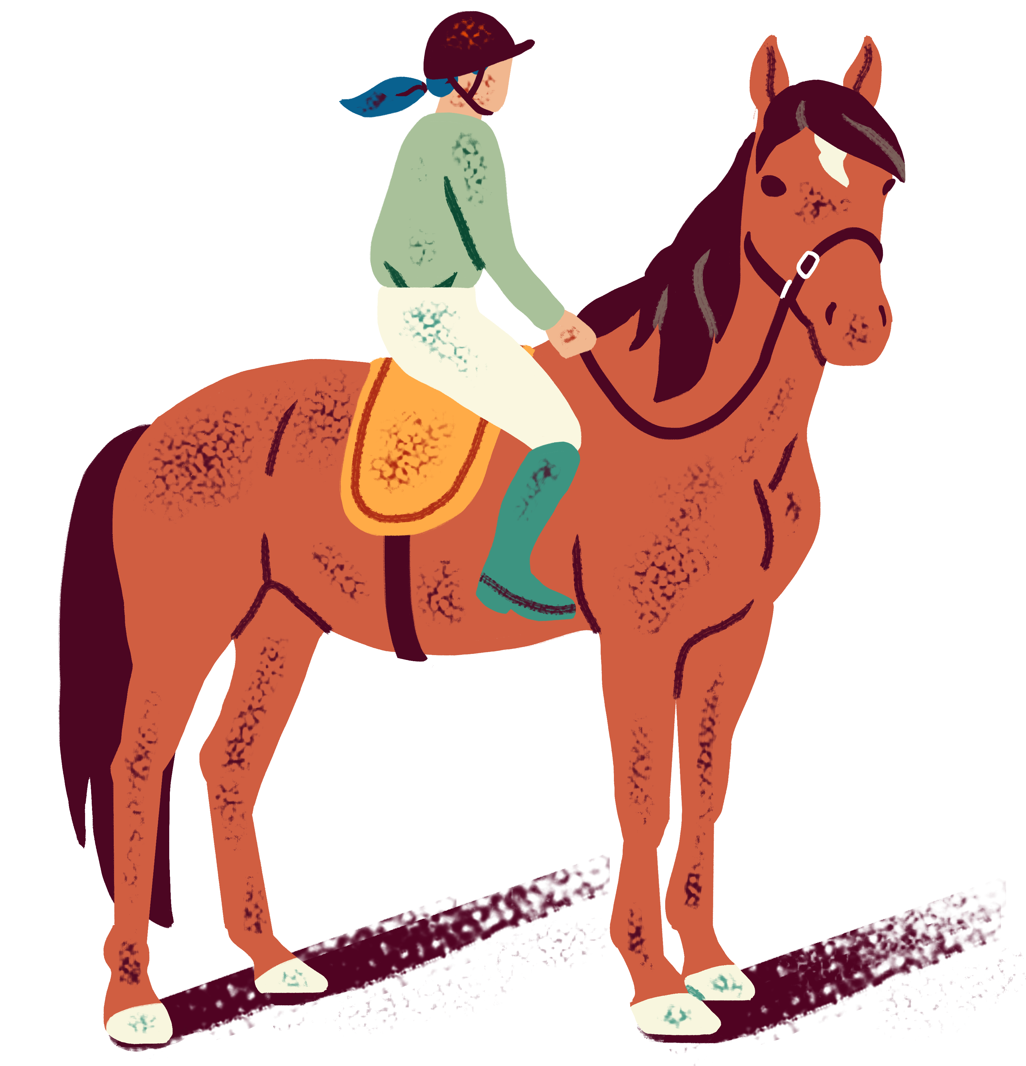 Illustration of a person riding a horse