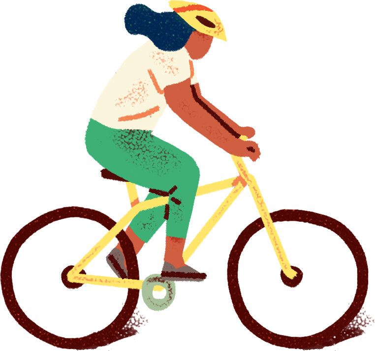 Illustration of a person on a bicycle.