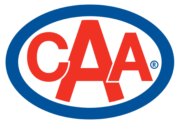 a blue and red circle with the word caa in it.