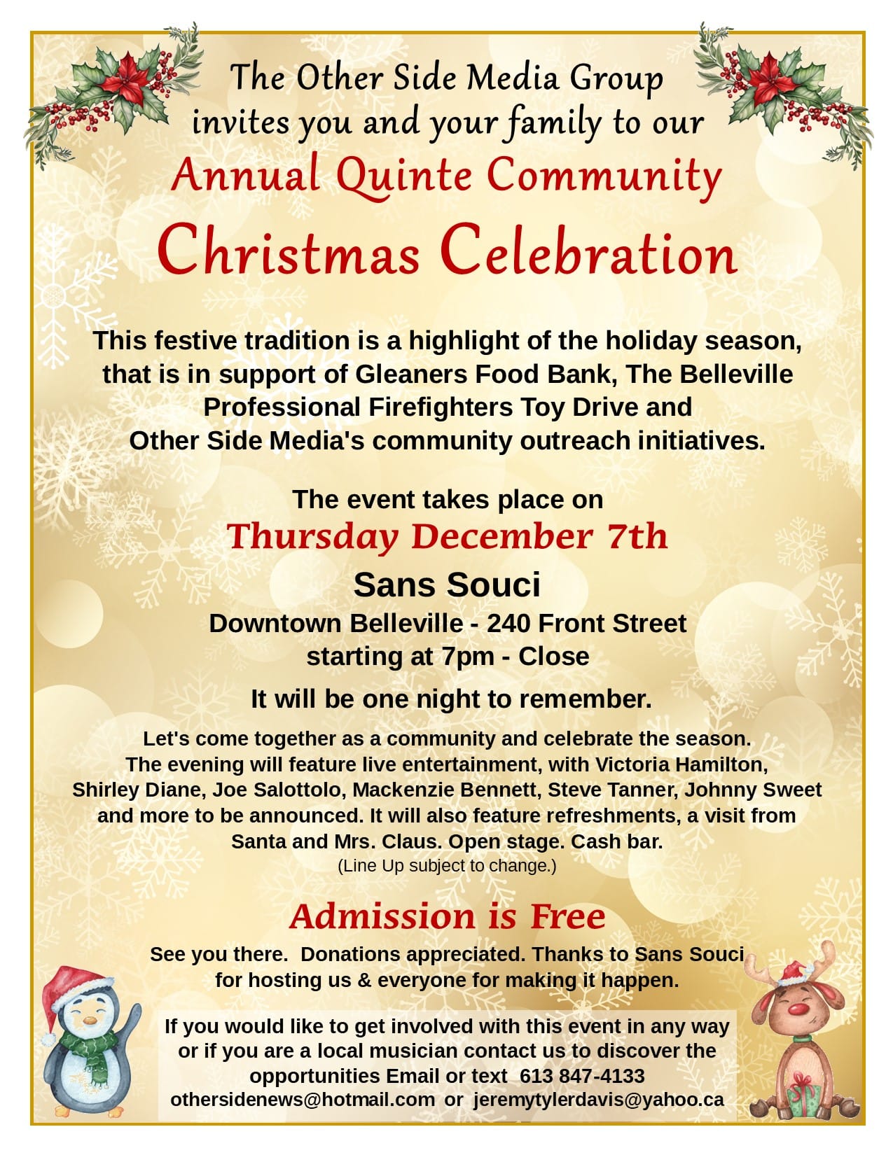 Quinte Community Christmas Celebration by Other Side - Bay of Quinte Region