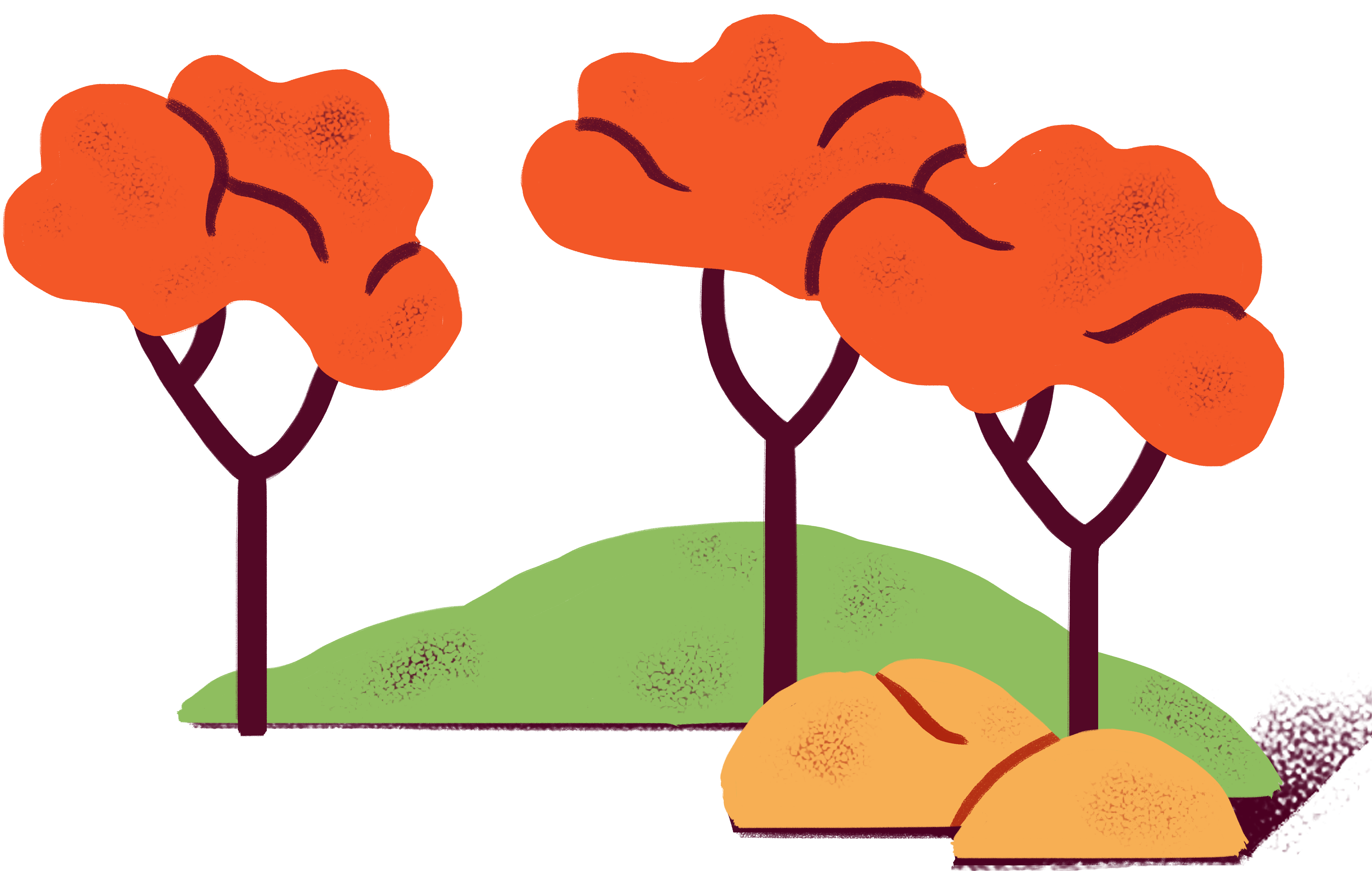 illustration of fall trees with orange leaves