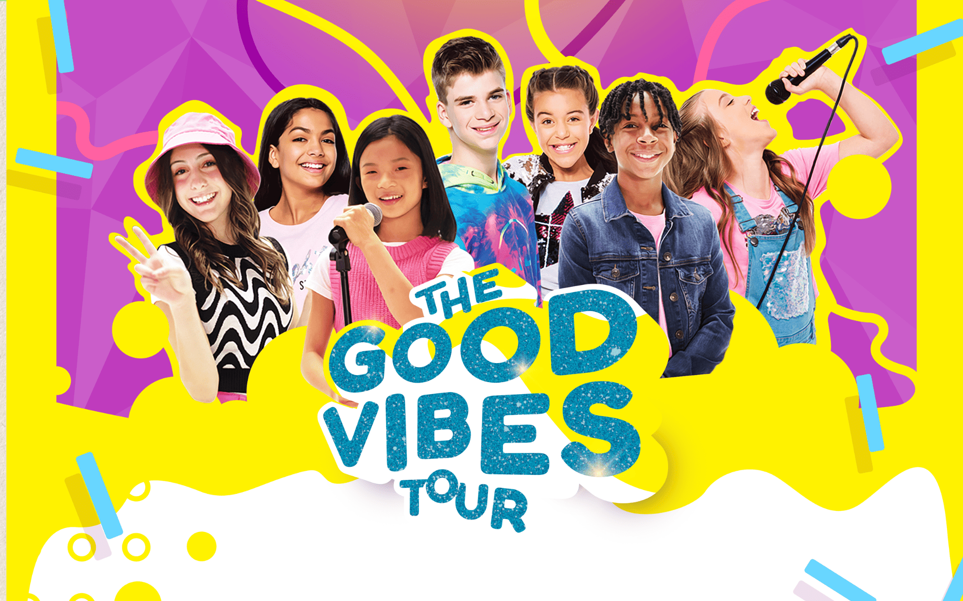 Poster reading "The Good Vibes Tour" with child performers pictured