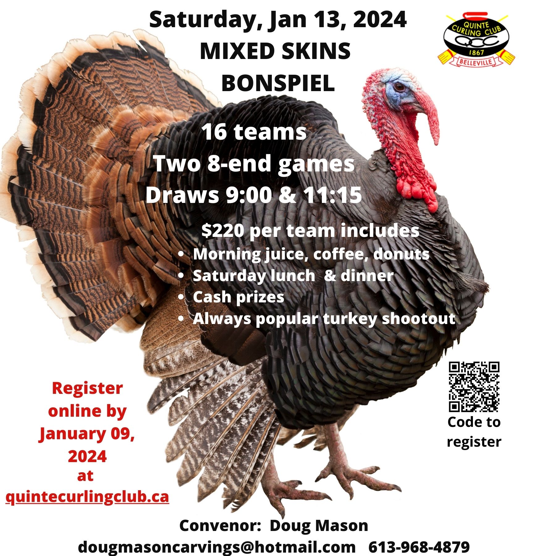 event poster showing a picture of a turkey and event details