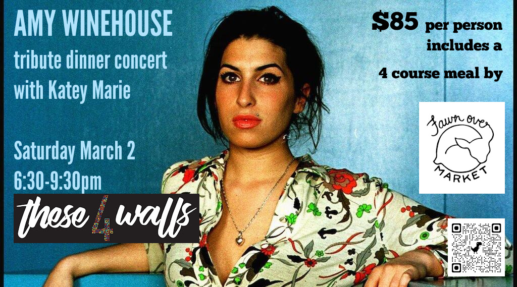 Image of singer Amy Winehouse with event details highlighted in our post.