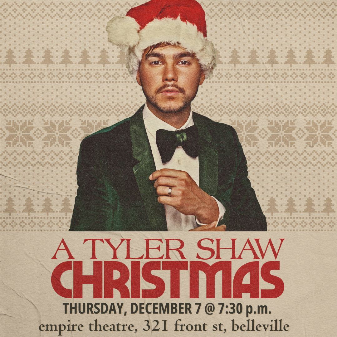 Concert poster with Tyler Shaw in a Christmas hat pictured.