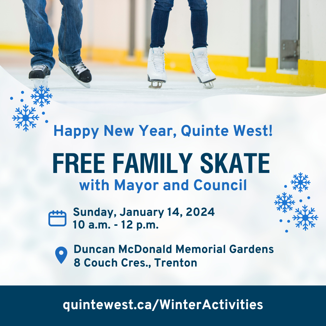 image of 3 skaters and event details. Title reads "Free Family Skate"