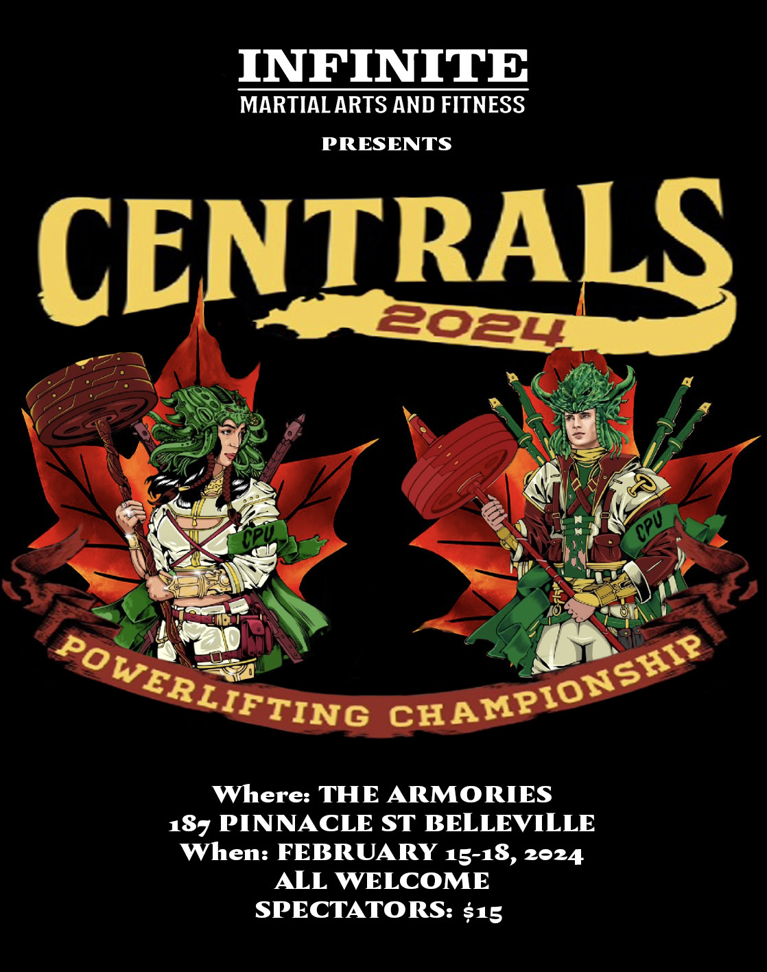 Event Poster titled "Centrals 2024". Has pictures of animated samurai.