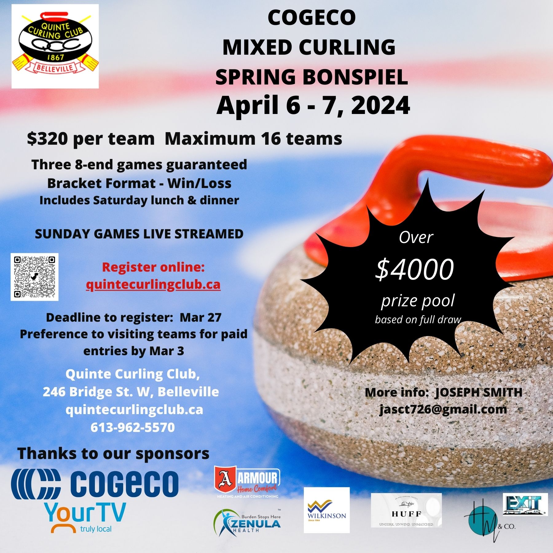 poster for event with photo of curling rock