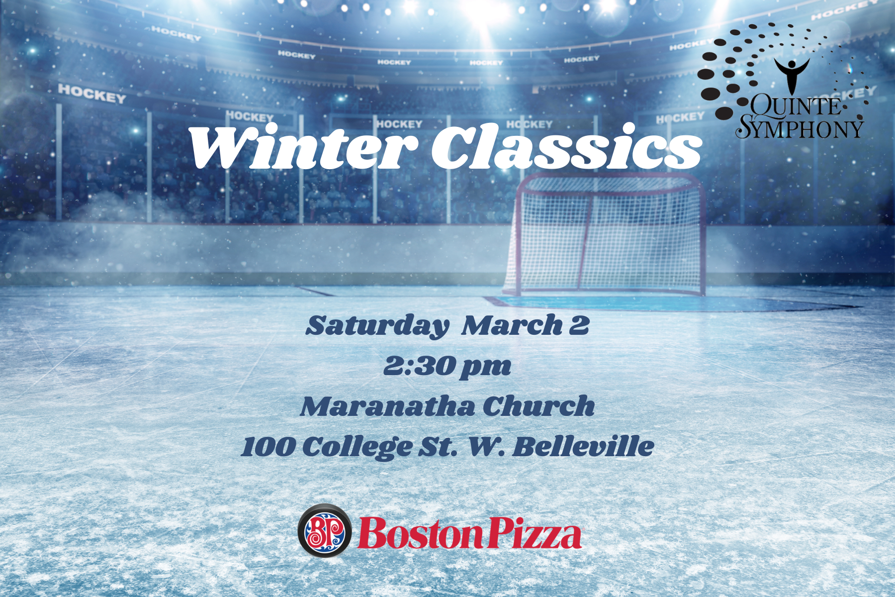 Event poster with hockey rink. Titled "Winter Classics"
