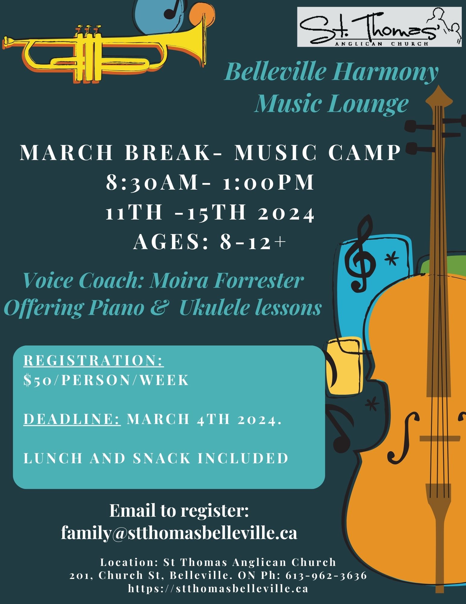 Poster with event details and images of instruments