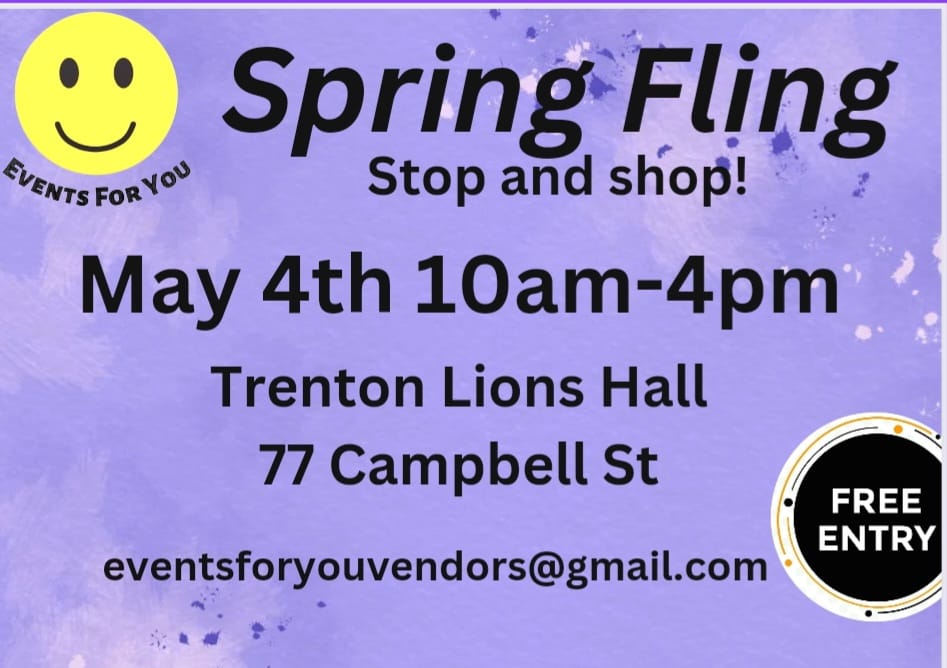 event poster with a purple background and event details. Titled "Spring Fling"