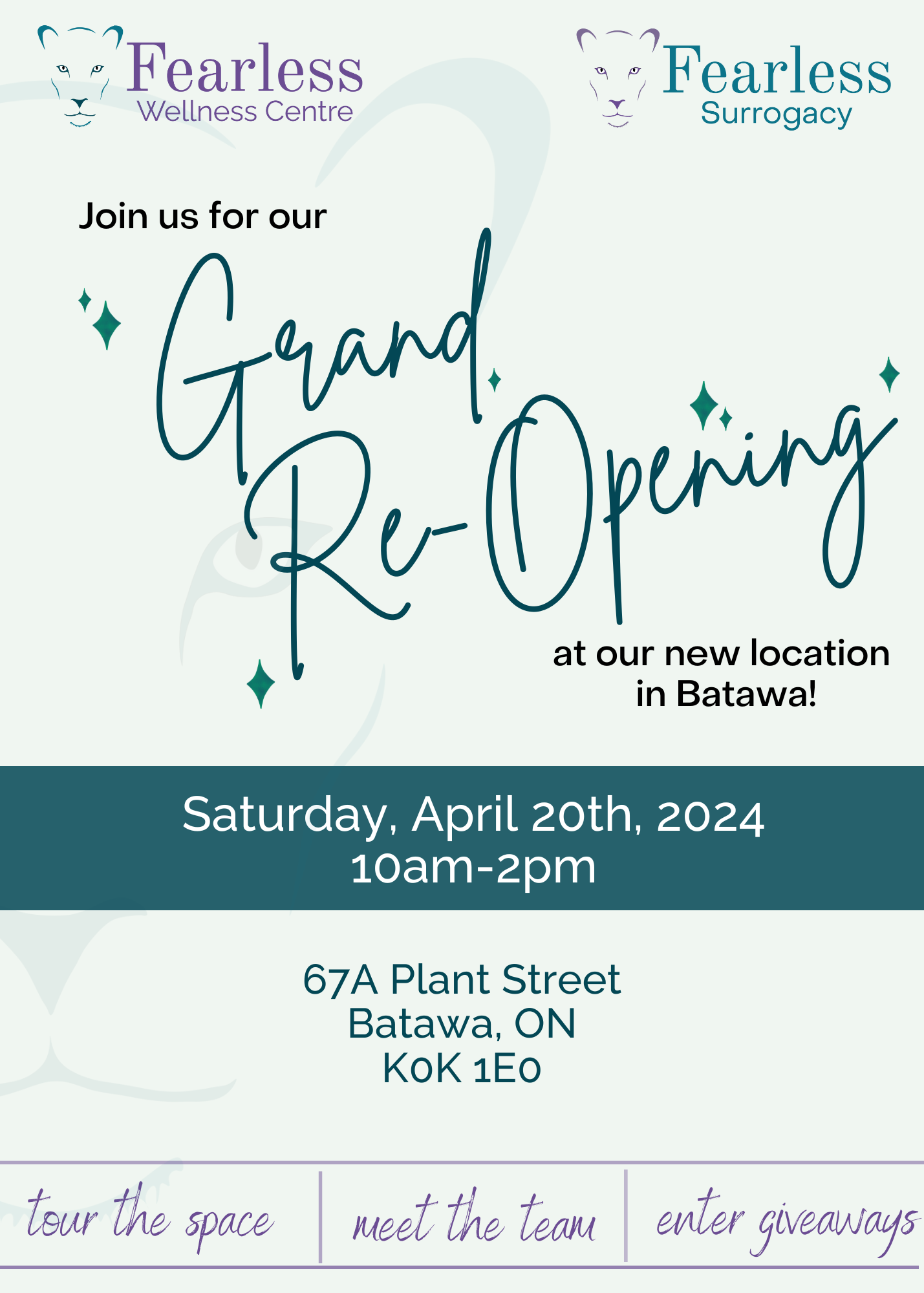 poster titled "Grand Re-opening" with event details.
