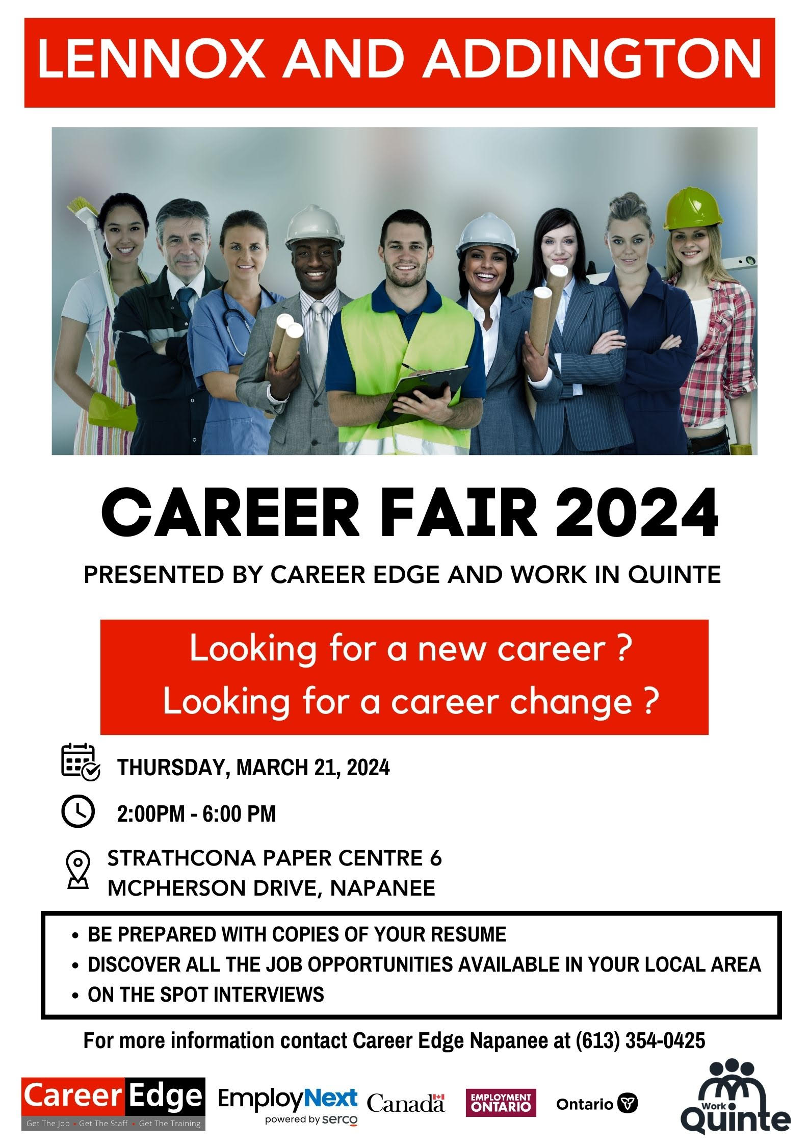 Poster for event with photo of various workers. Further, it is titled Career Fair 2024