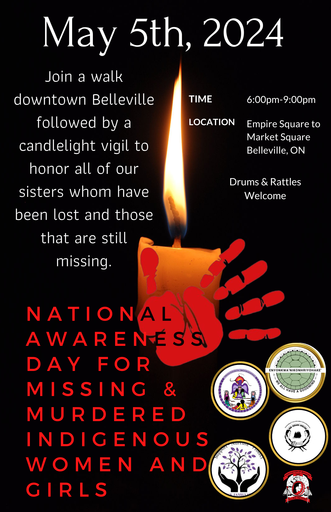 event poster with photo of candle and event details.