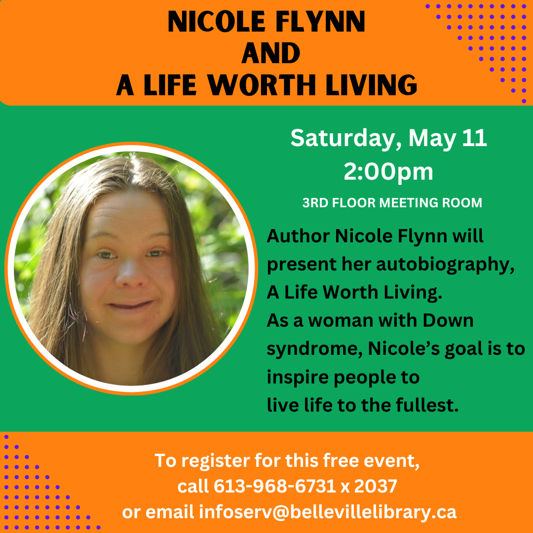 poster titled "Nicole Flynn and A Life Worth Living" with photo of Nicole