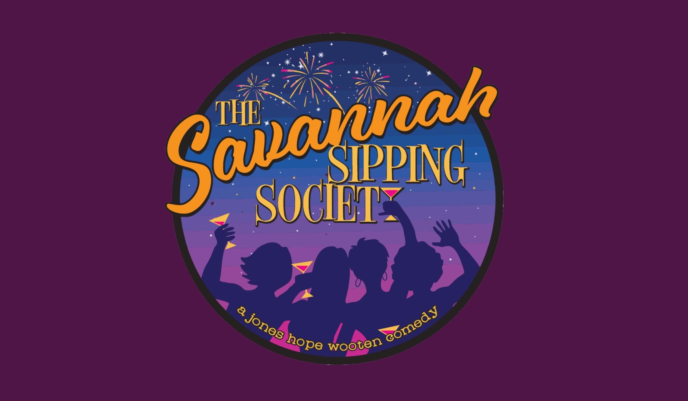 poster titled "The Savannah Sipping Society" with logo depicting the outline of 4 women drinking wine.