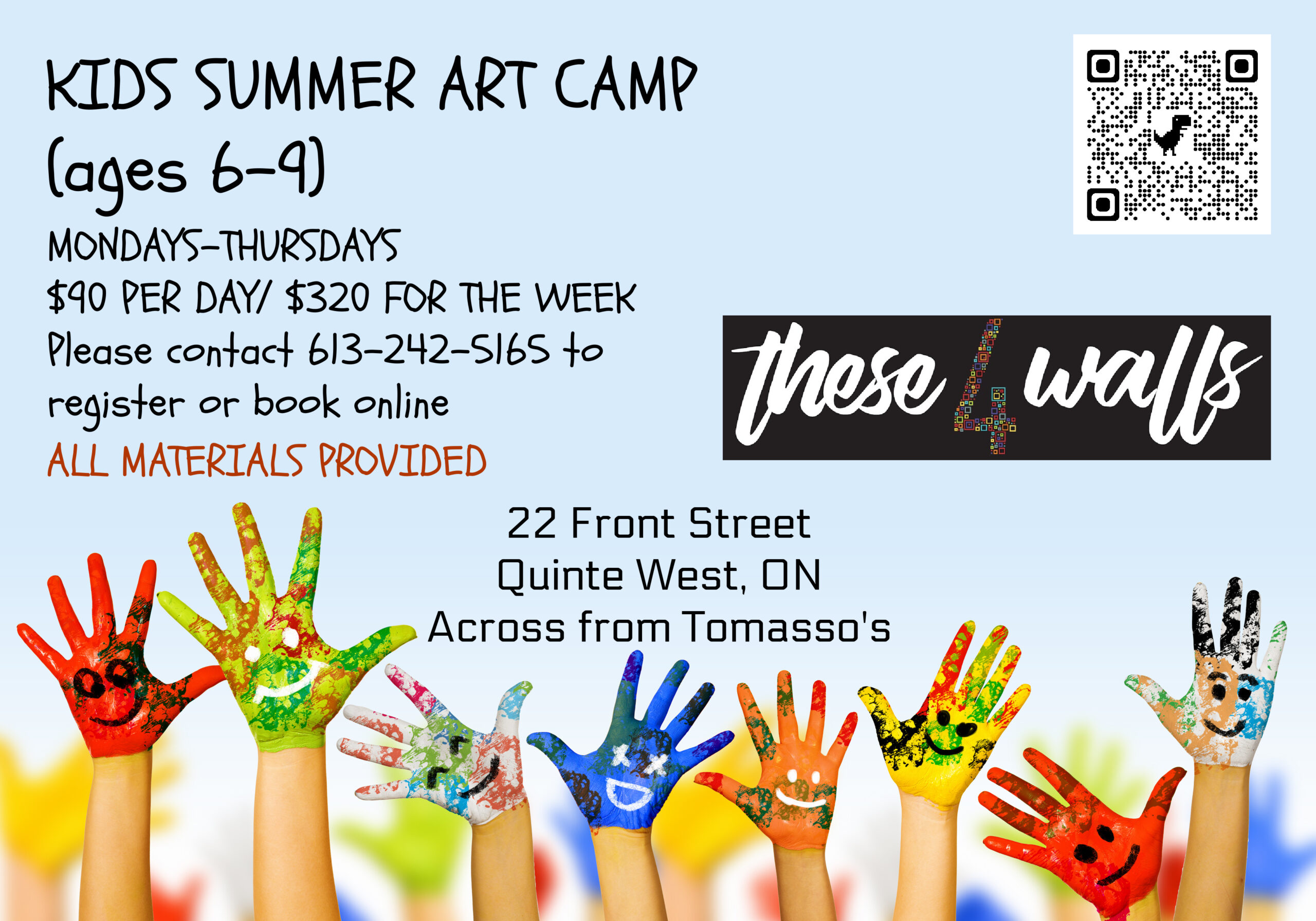 Poster with photo of kids hands painted and event details.