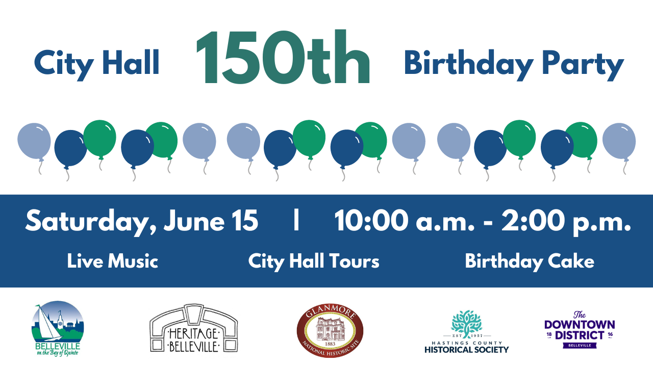 Poster titled "City Hall 150th Birthday Party"
