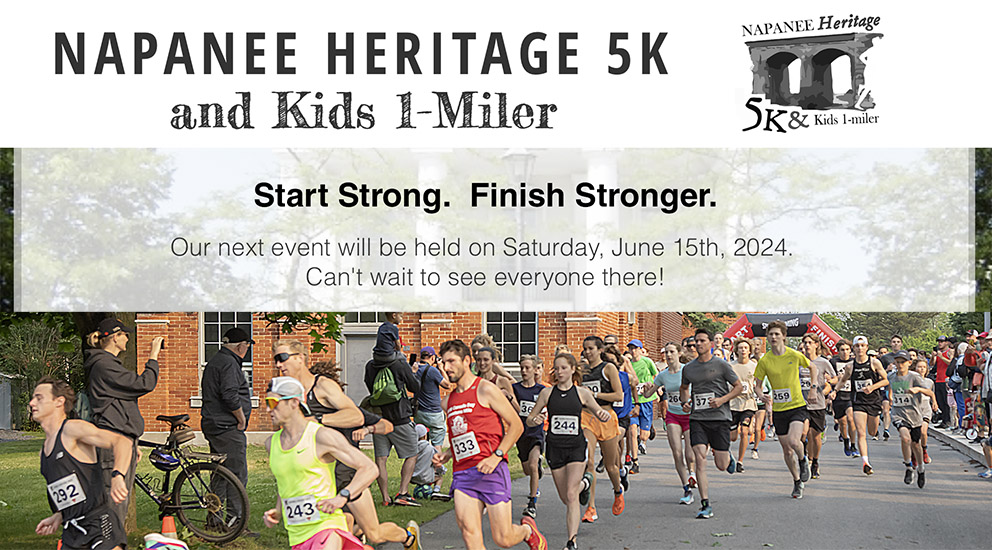 Poster for event with photos of runners and event details.