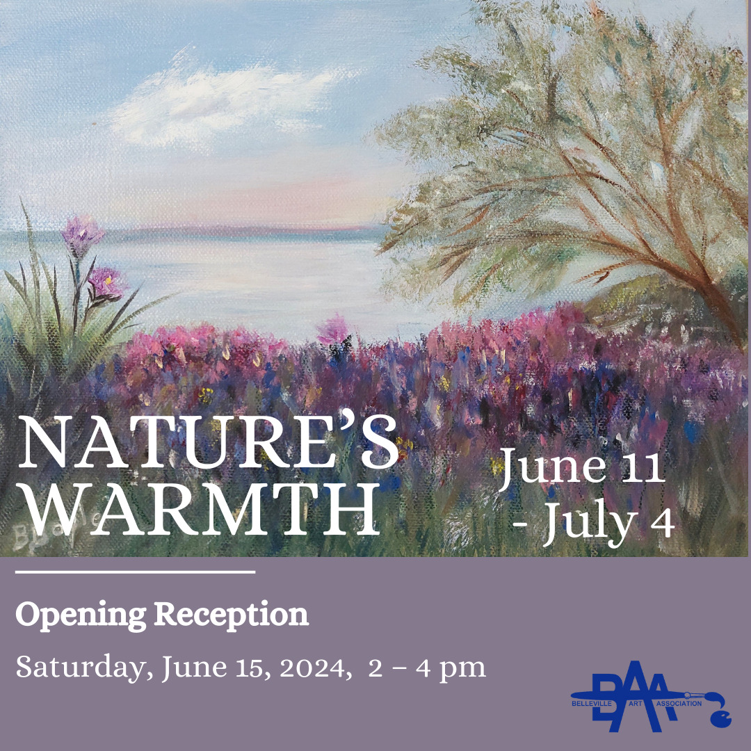 Poster for gallery titled "Nature's Warmth" with water colour painting