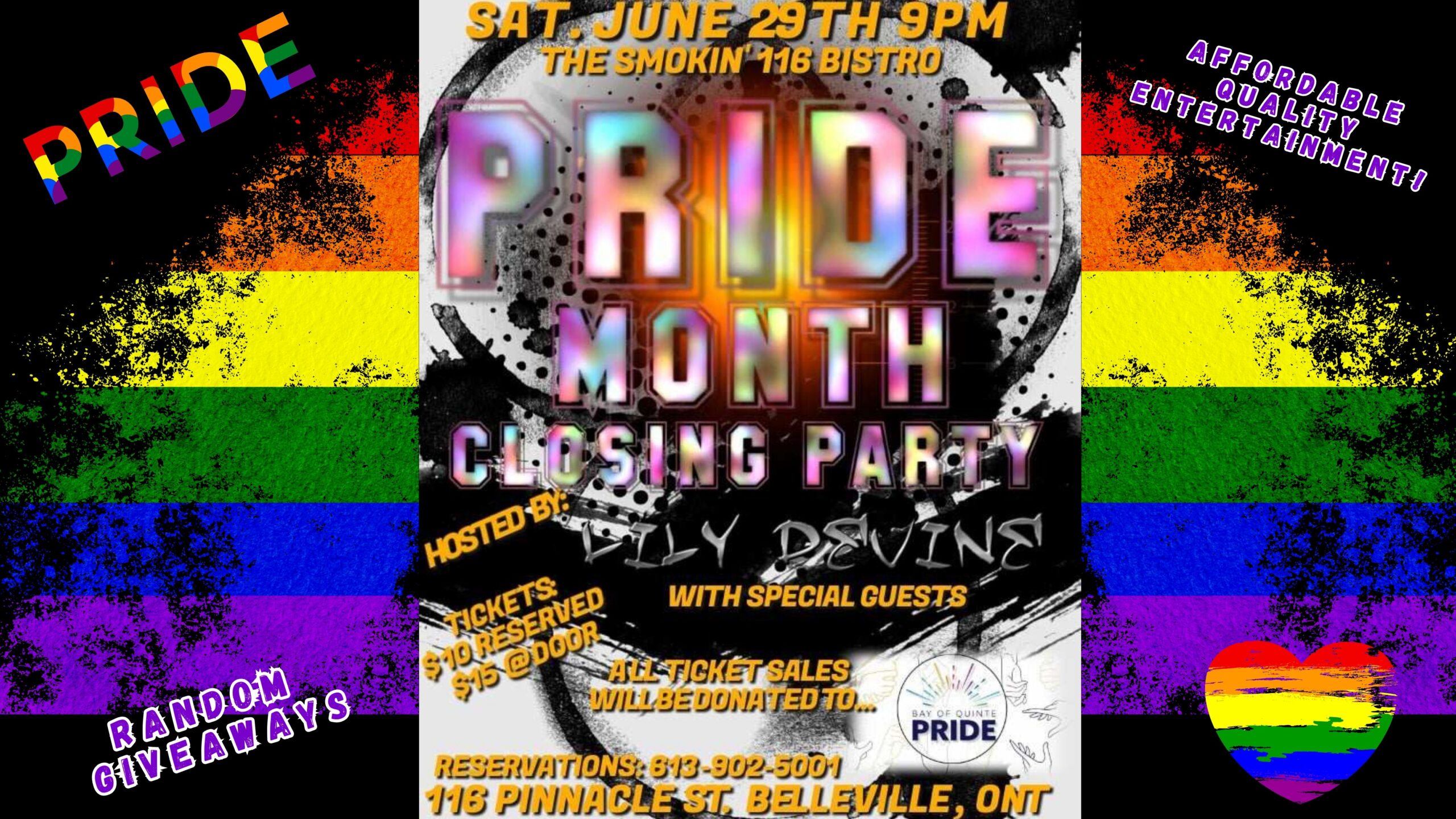 poster for event Titled "Pride Month Closing Party" with photos of pride flag.