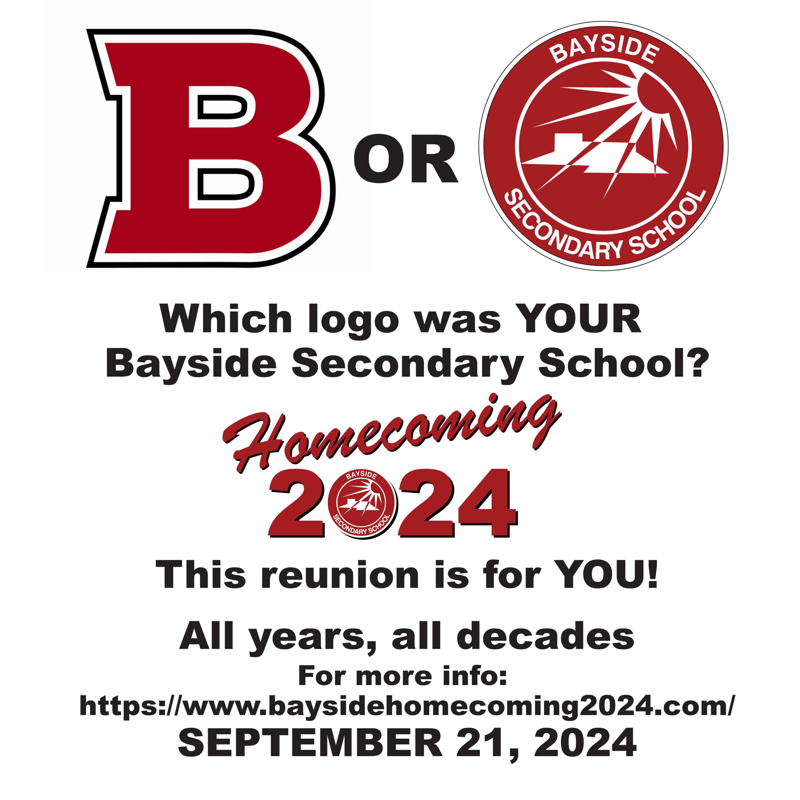 Poster with Bayside school logos and event details.