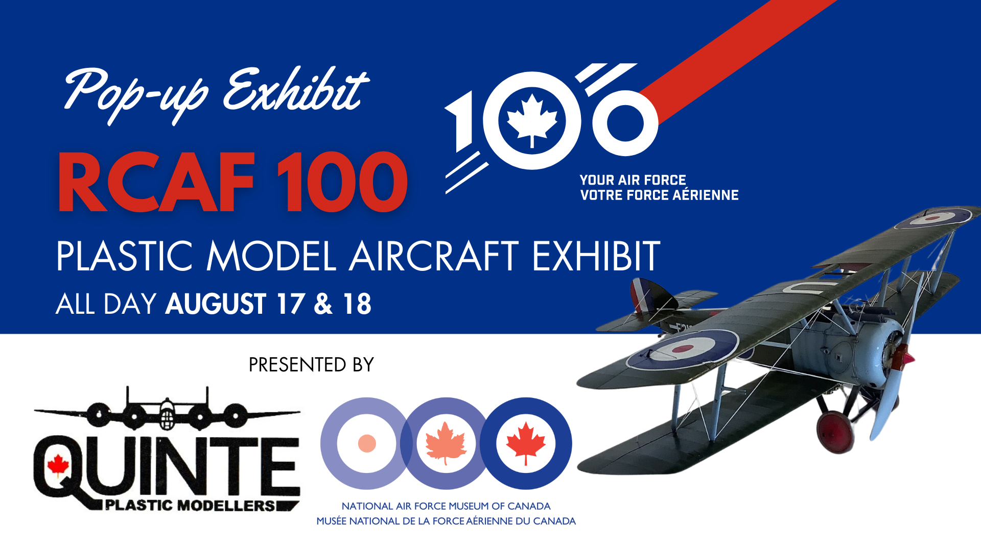 Poster for event showing a model airplane and has event details