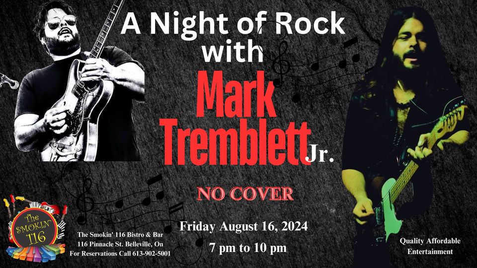 Poster for concert with event details and 2 photos of Mark Tremblay.