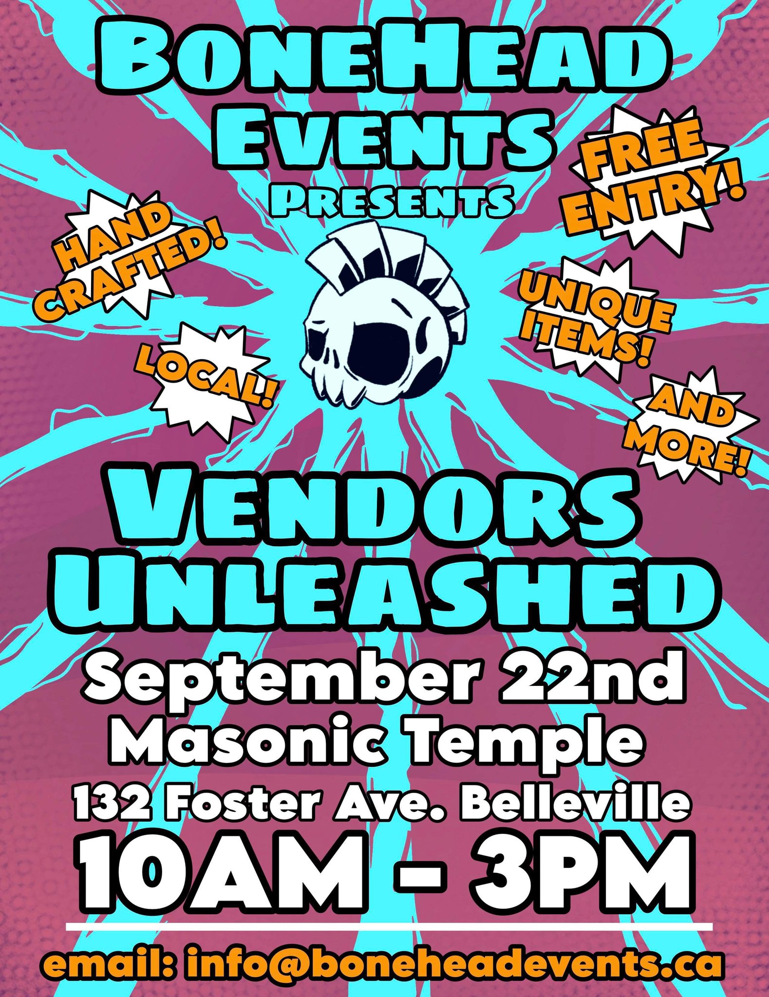 Poster for event titled Vendors Unleashed with a tie dye print and event details.