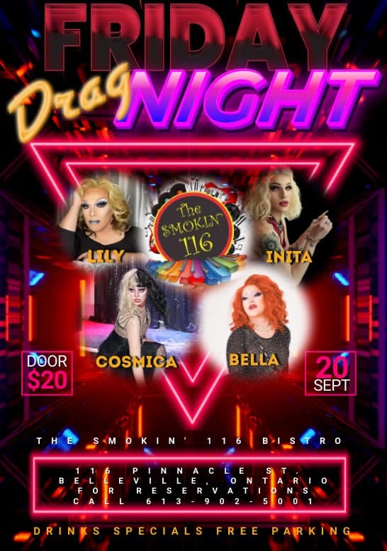 Poster for Drag Night, with photos of performers.