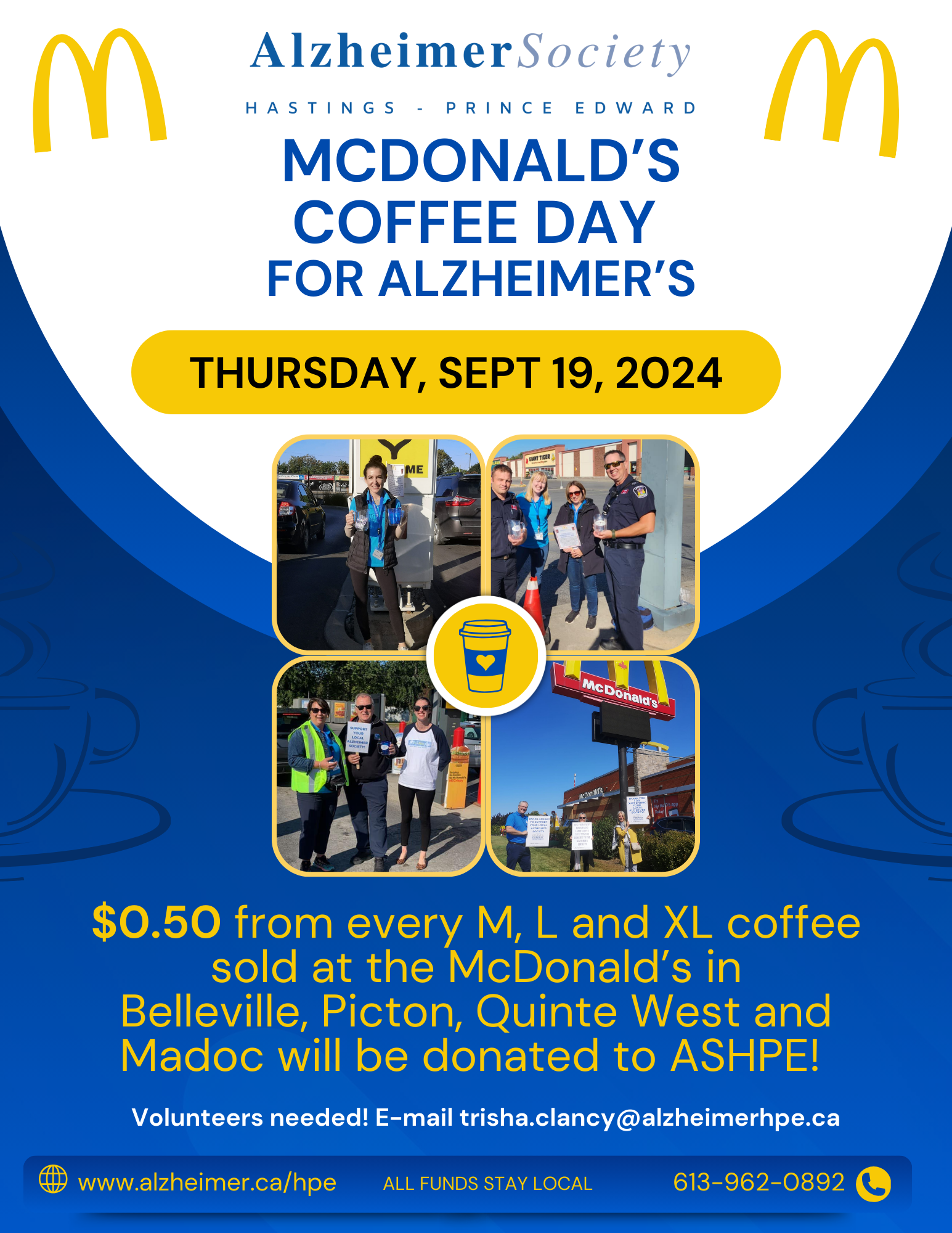 Poster with event details and photos of people at mcdonalds