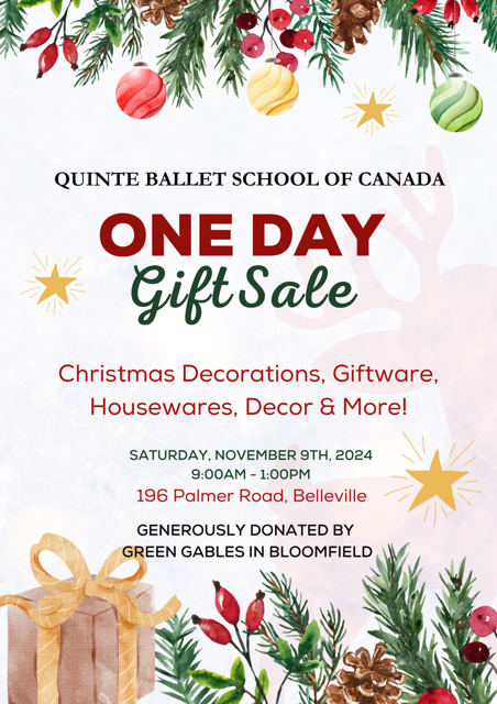 Poster for event titled "One Day Gift Sale with Christmas theme.