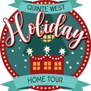 Graphic with a home in a festive design.