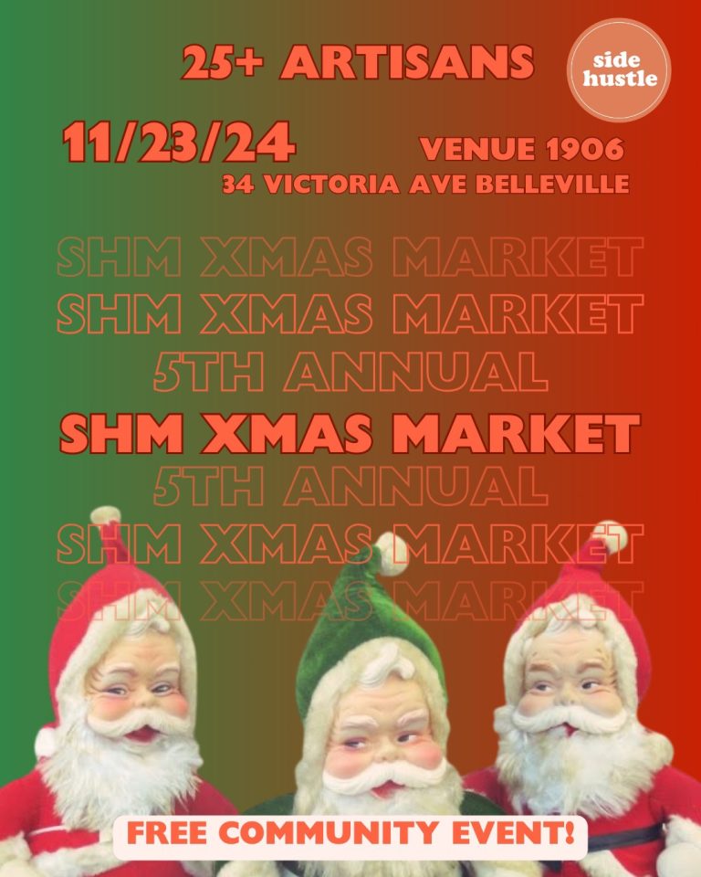 Poster for event with details and santa gnomes.