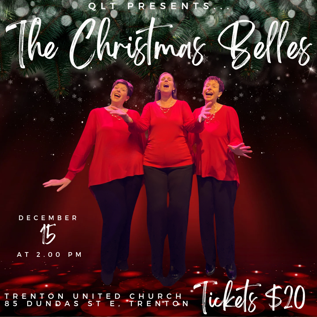 Poster with event details and a photo of the performers. Titled "THe Christmas Belles"