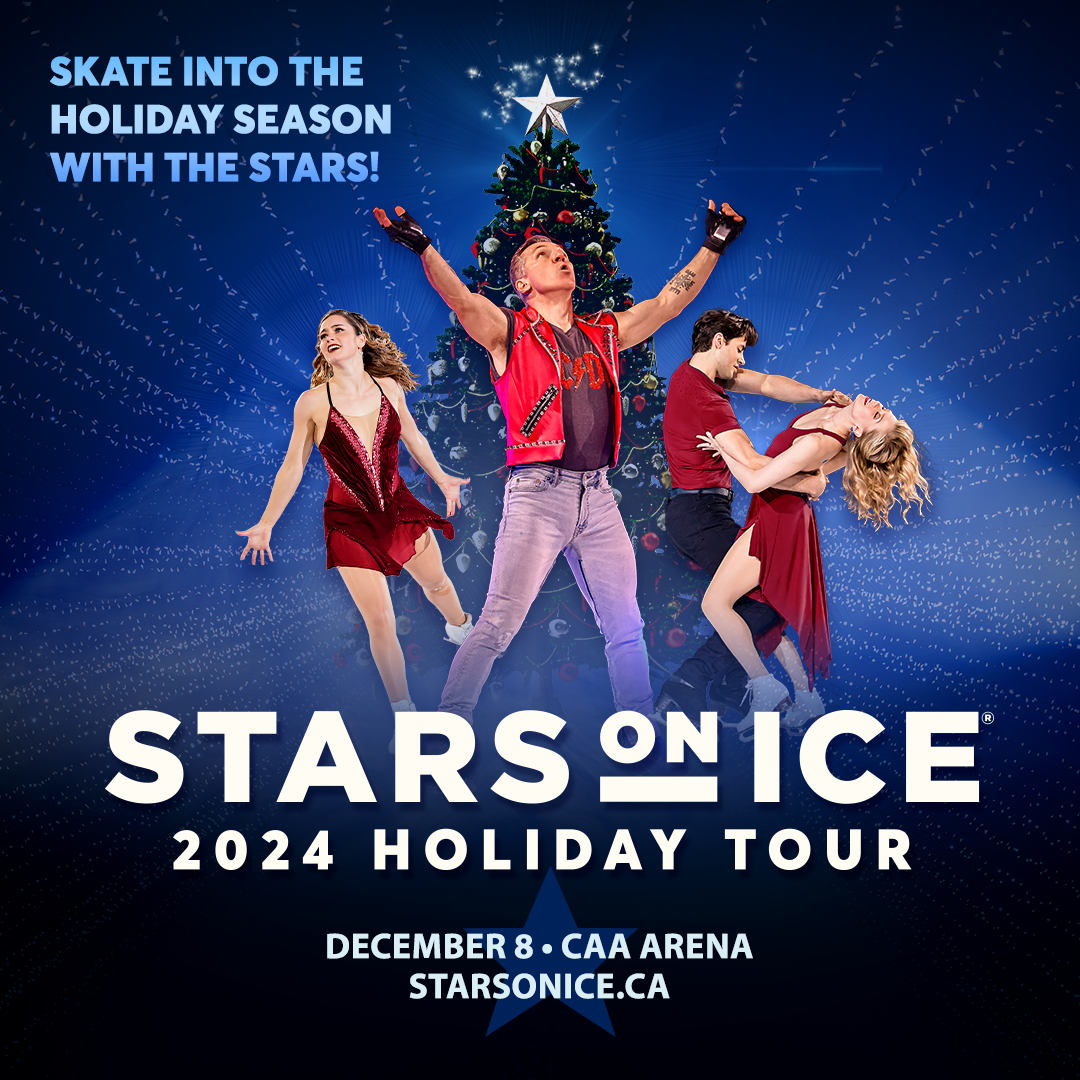 Poster for event titled "Stars on Ice" with event details and a photo of the performers.