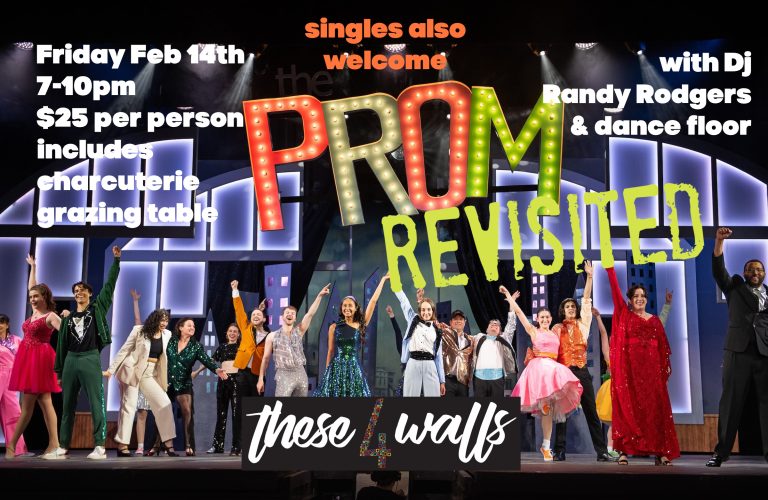 Poster for event titled Prom Revisited with a photo of people dancing and event details.