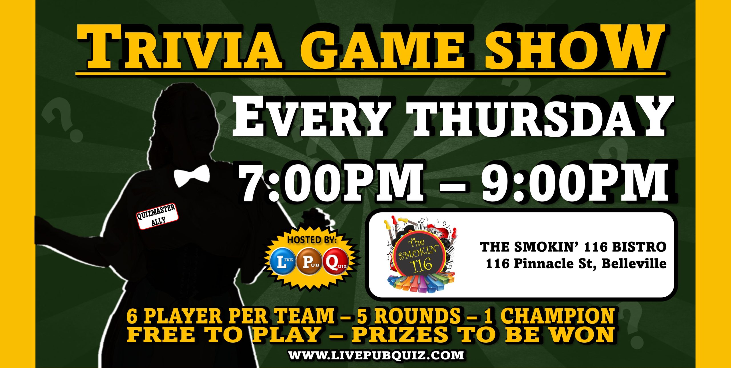 Poster for event with details. Titled "Trivia Game Show"