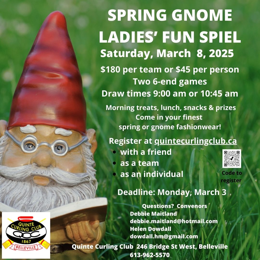 Poster with event details and a photo of a gnome.