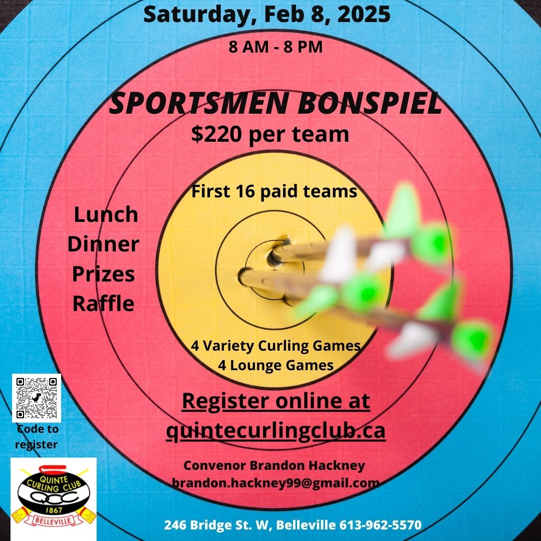 Poster for event with details and a photo of a dartboard.