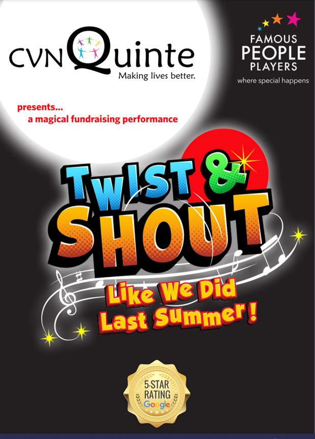 Poster titled "Twist and Shout" with event details and a music graphic