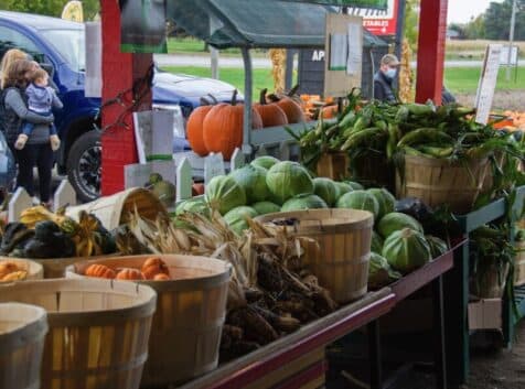 Image of apple baskets full of vegetables