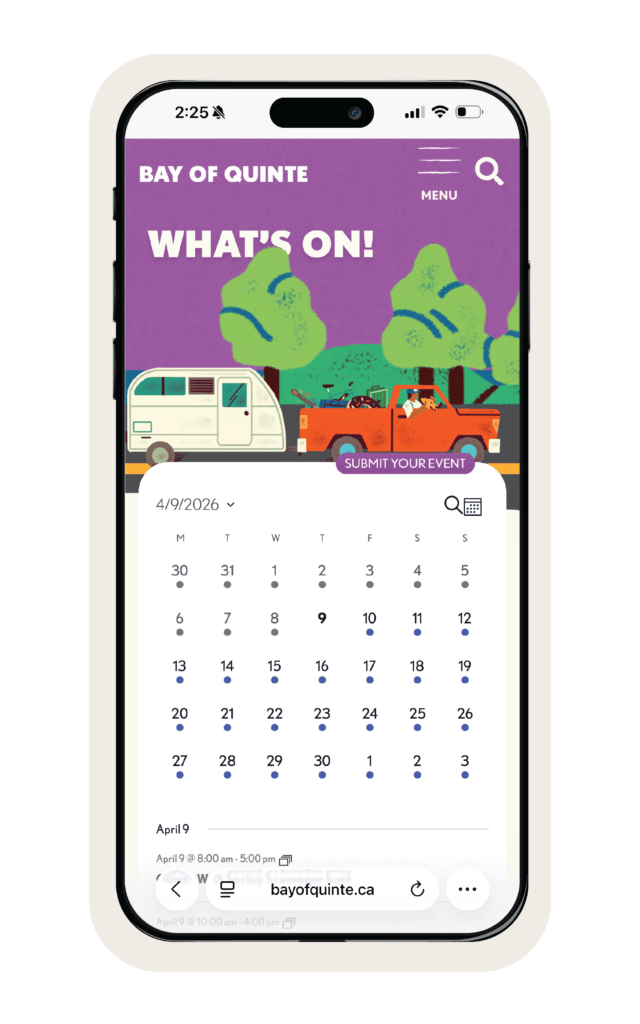 Image of a mobile phone with a calendar on it