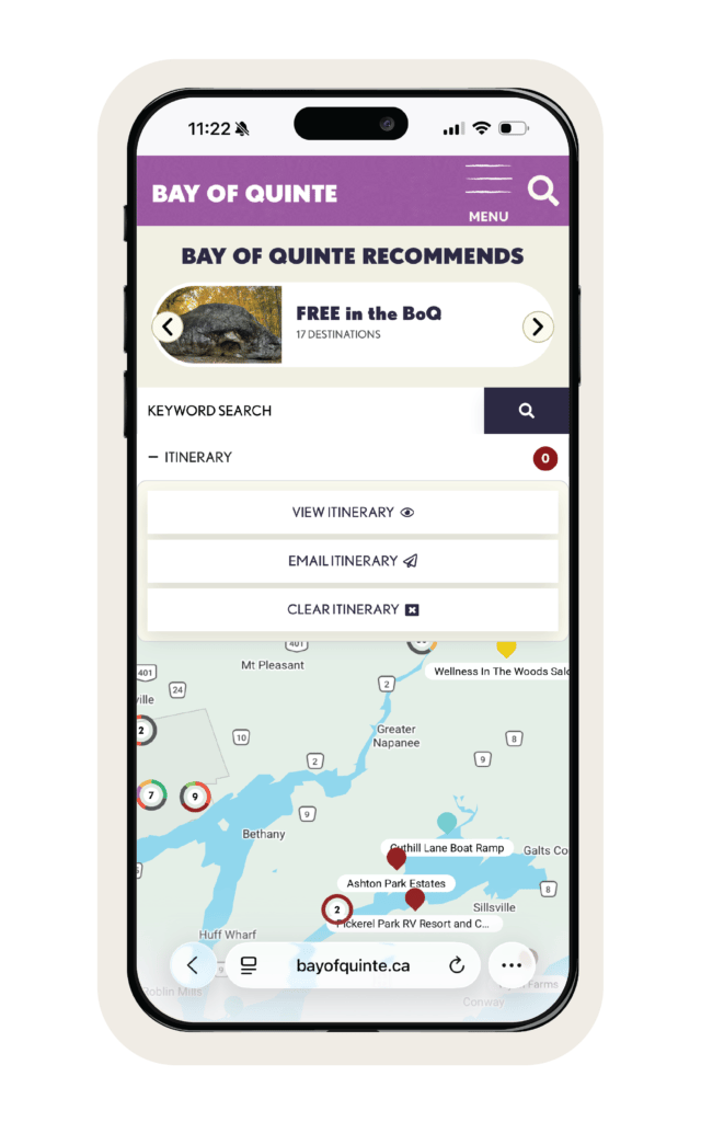Image of mobile phone with a map on it