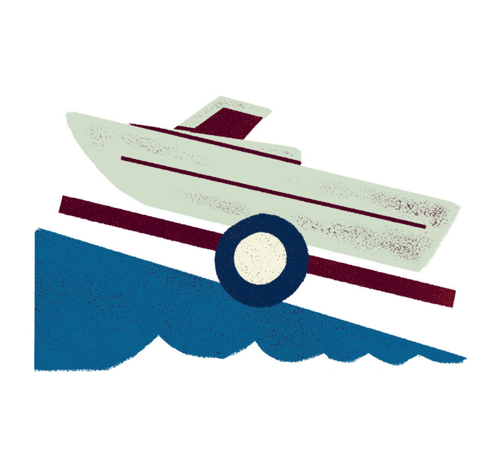 Illustration of a boat on a boat launch