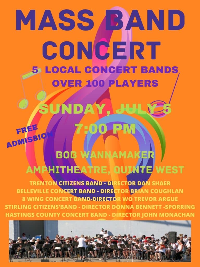 Mass Band Concert Flyer detailing the information for this event