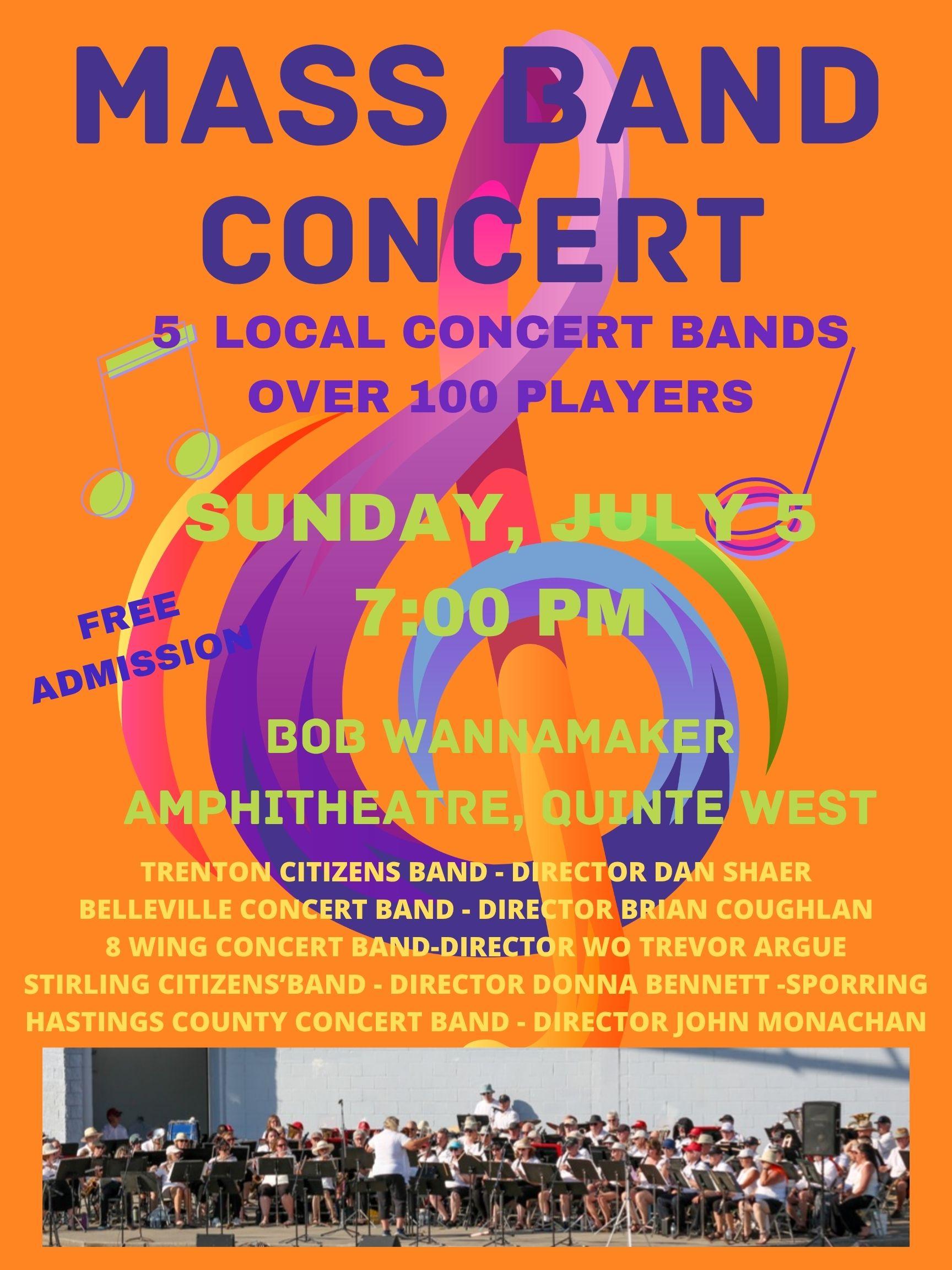 Mass Band Concert Flyer detailing the information for this event